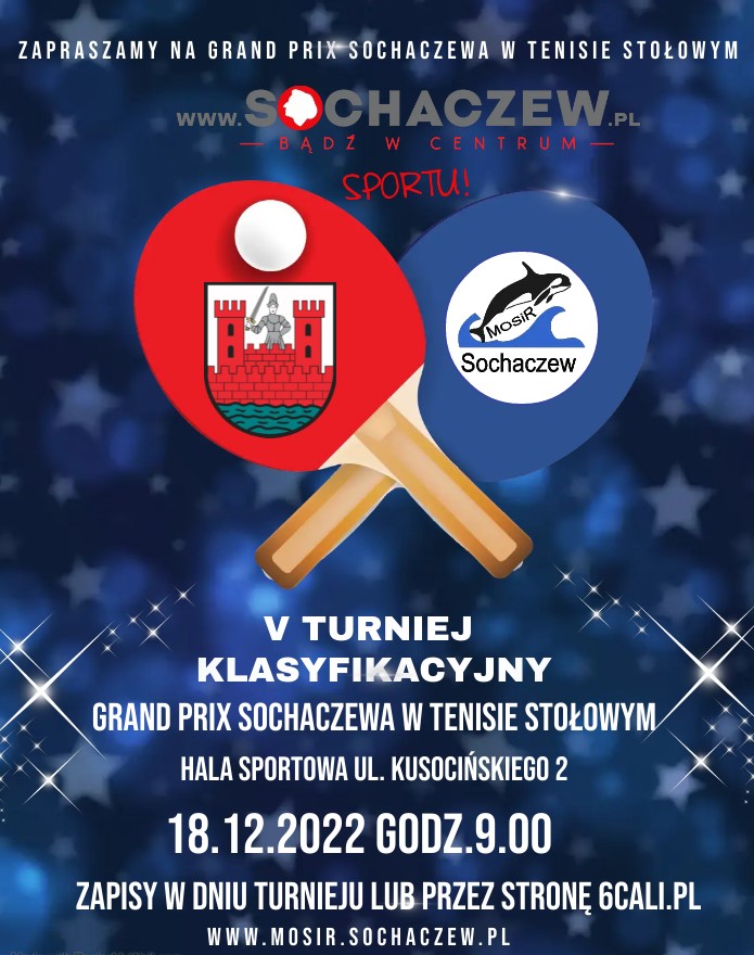 Plakat turnieju Grand Prix Sochaczewa w Tenisie Stołowym - turniej 5