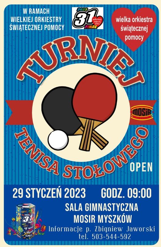 Plakat turnieju Turniej Tenisa Stołowego Myszków 2023