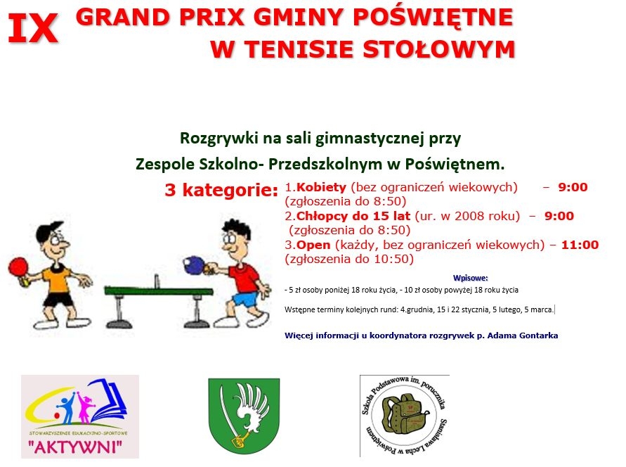 Plakat turnieju IX Grand Prix Poświętne w tenisie stołowym 2022/2023- III runda