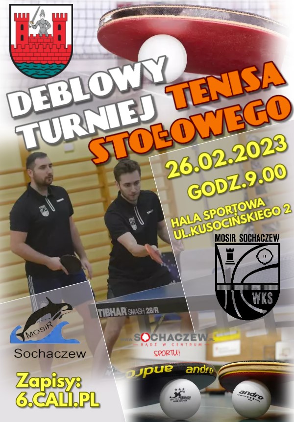 Plakat turnieju Feryjny Deblowy Turniej Tenisa Stołowego