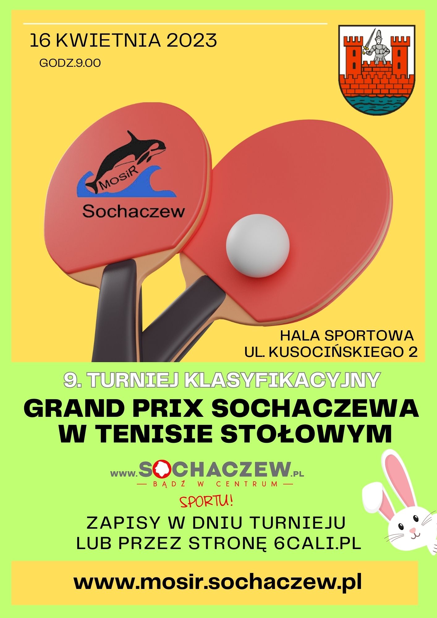 Plakat turnieju Grand Prix Sochaczewa w Tenisie Stołowym - termin 9
