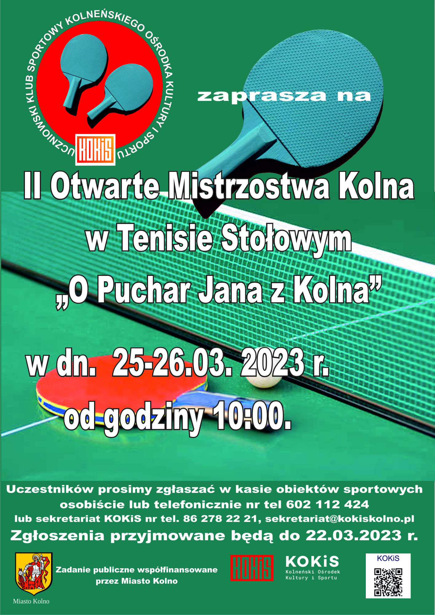 Plakat turnieju II OTWARTY TURNIEJ W TS IM. JANA Z KOLNA 2023 - dorośli