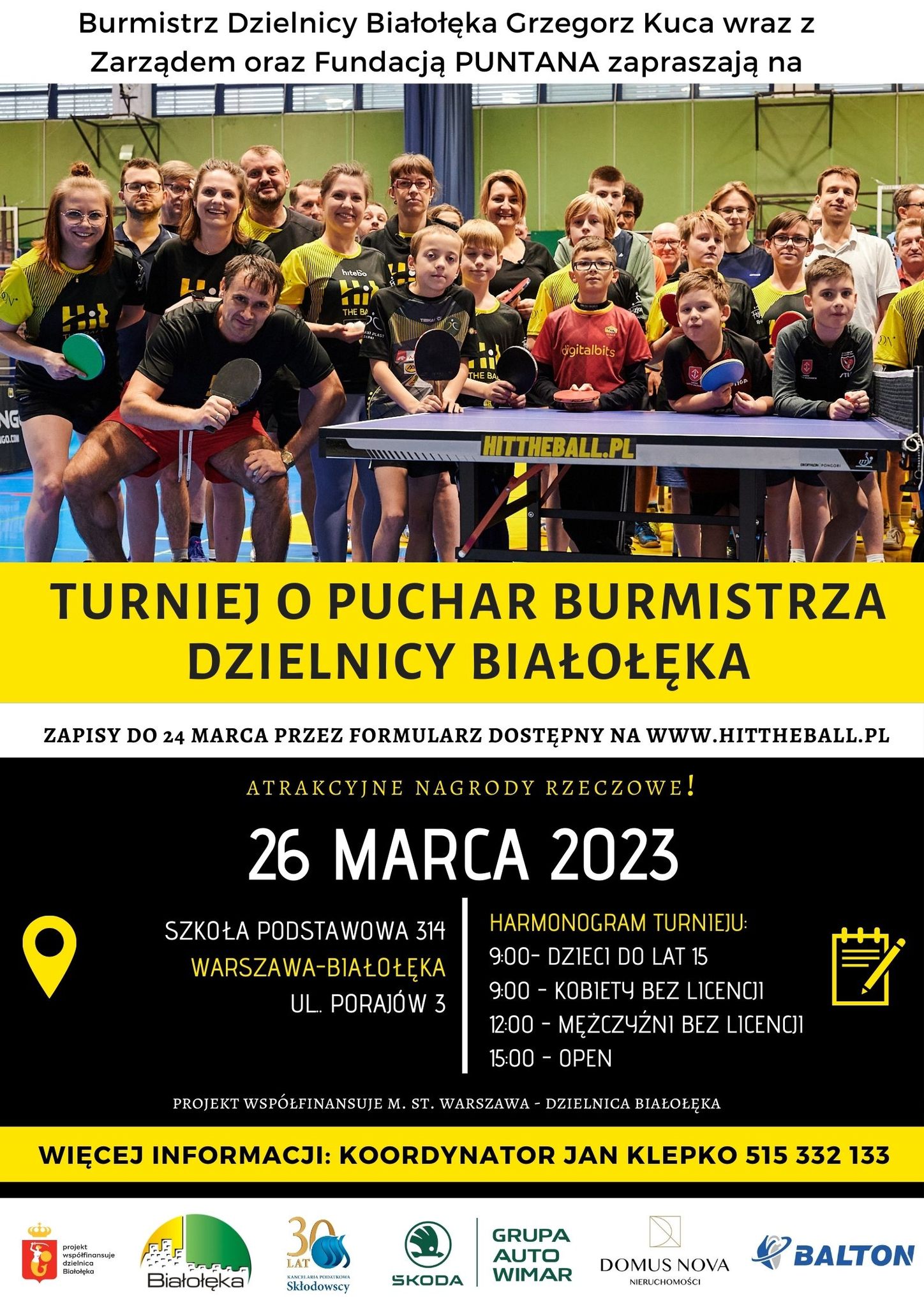 Plakat turnieju TURNIEJ O PUCHAR BURMISTRZA DZIELNICY BIAŁOŁĘKA 2023
