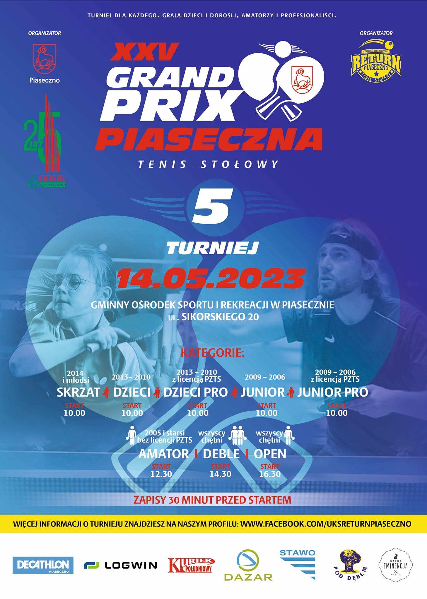 Plakat turnieju XXV Grand Prix Piaseczna - 5 turniej - kwiecień 2023
