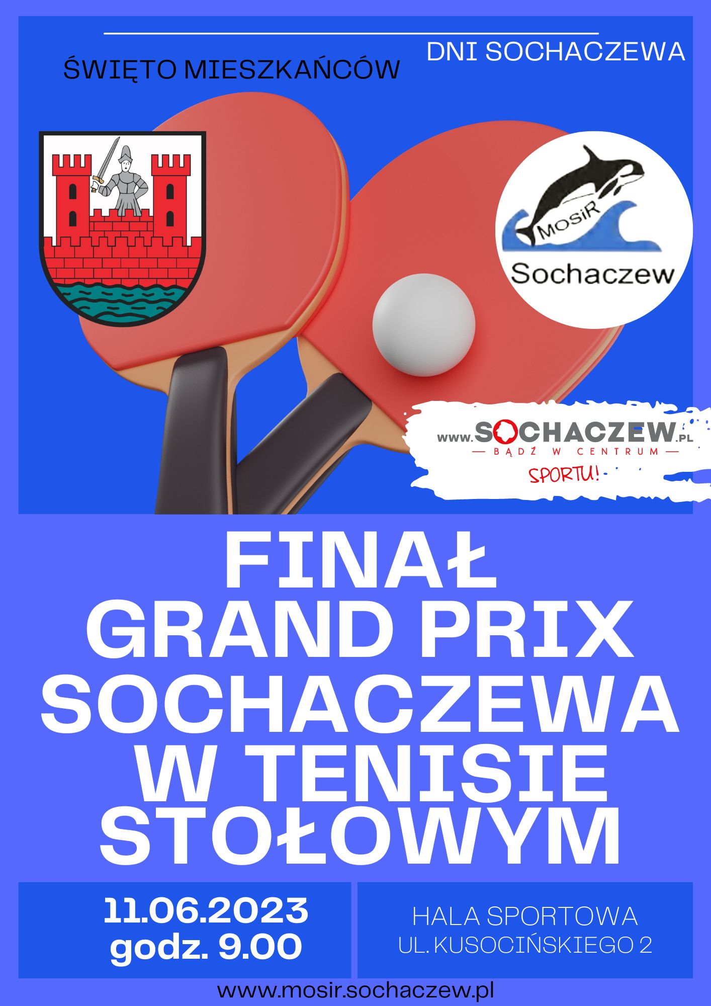 Plakat turnieju Grand Prix Sochaczewa w Tenisie Stołowym - Turniej Pocieszenia 2023