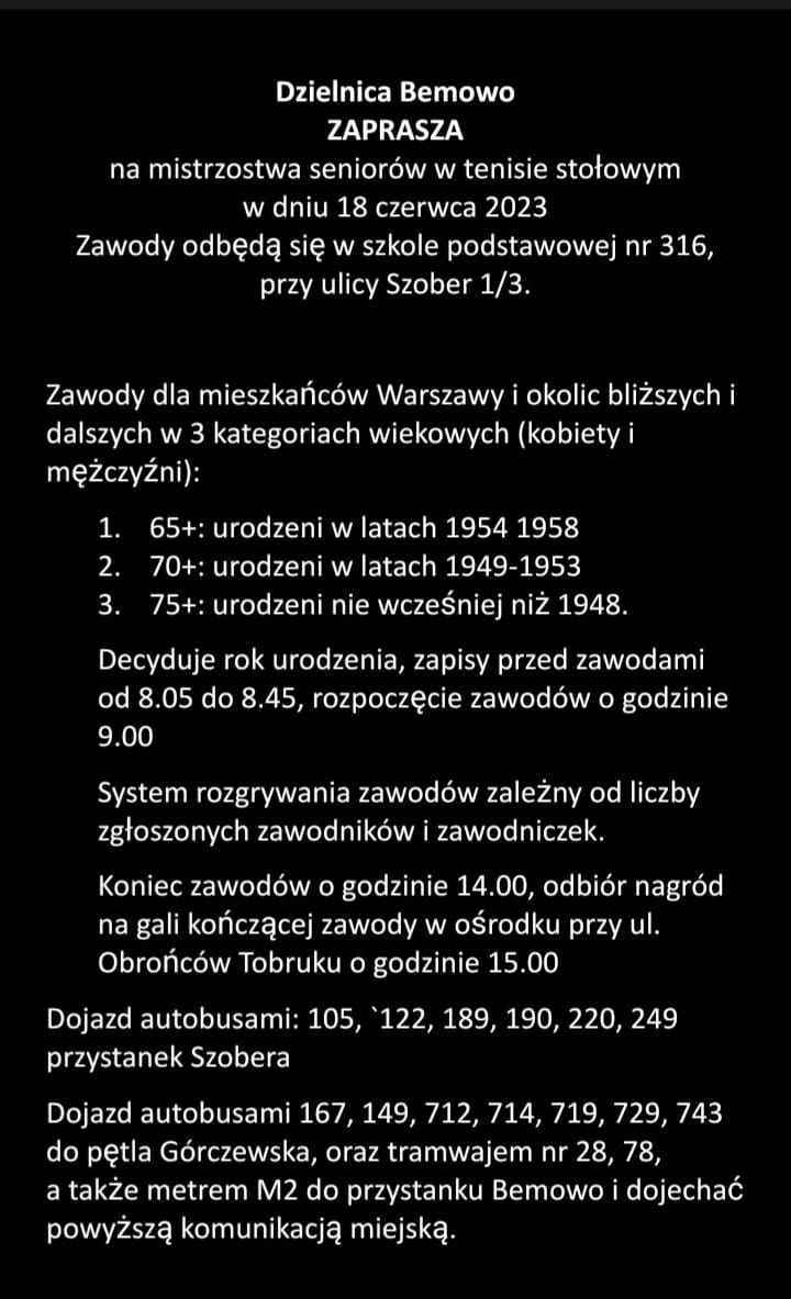 Plakat turnieju Turniej dla Seniorów 60+ 2023