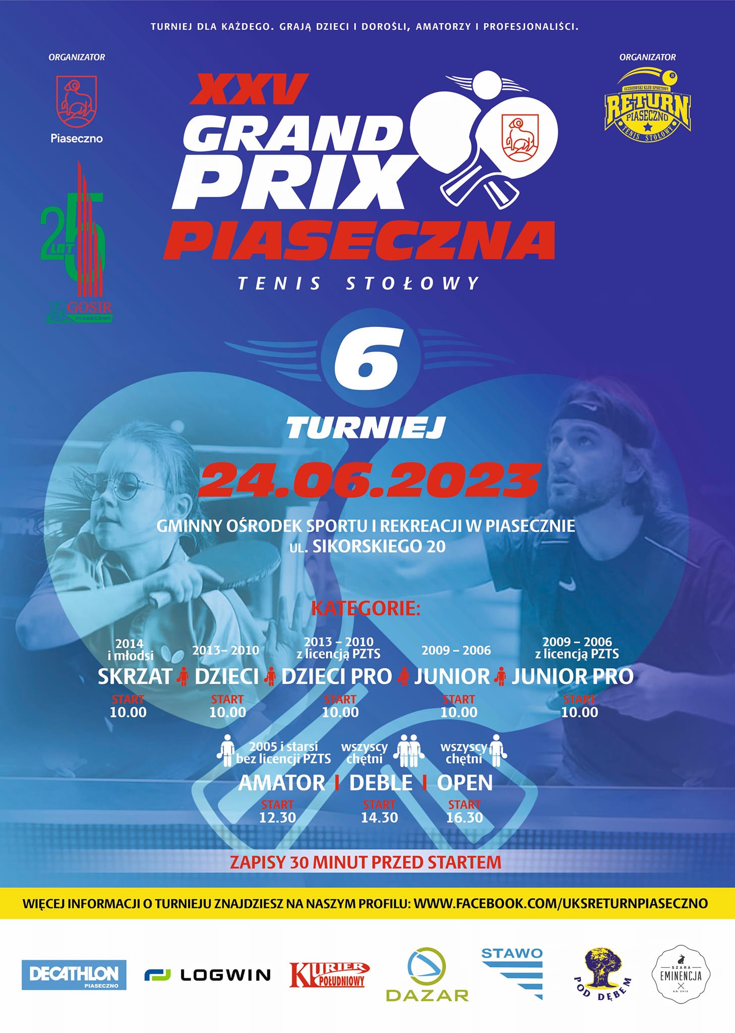 Plakat turnieju XXV Grand Prix Piaseczna - 6 turniej - czerwiec 2023