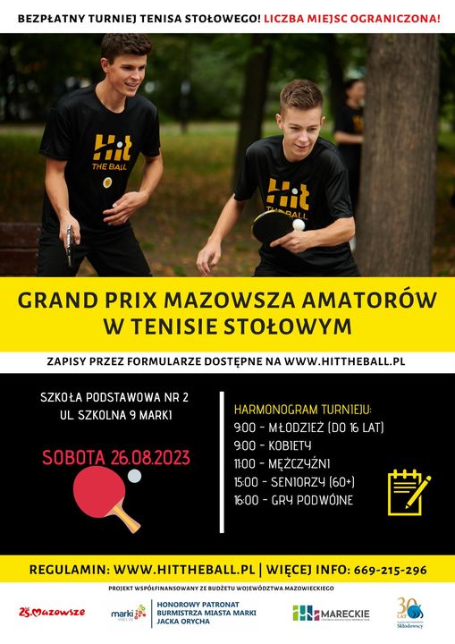 Plakat turnieju Grand Prix Mazowsza Amatorów Marki 2023 - HitTheBall