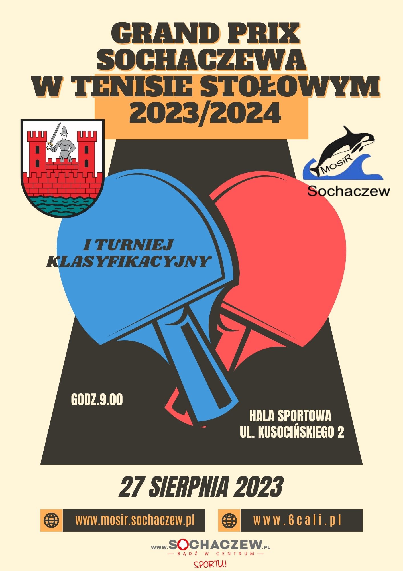 Plakat turnieju Grand Prix Sochaczewa w Tenisie Stołowym - I turniej klasyfikacyjny