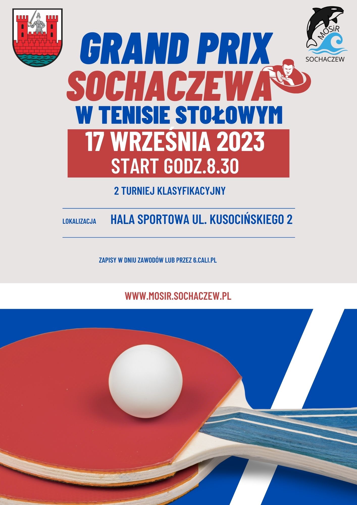 Plakat turnieju Grand Prix Sochaczewa w Tenisie Stołowym - II turniej klasyfikacyjny