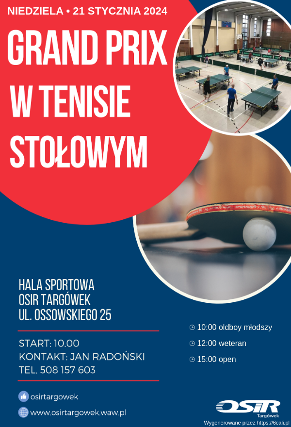 Plakat turnieju 5 Grand Prix amatorów - Targówek Ossowskiego (Sezon  2023/2024)