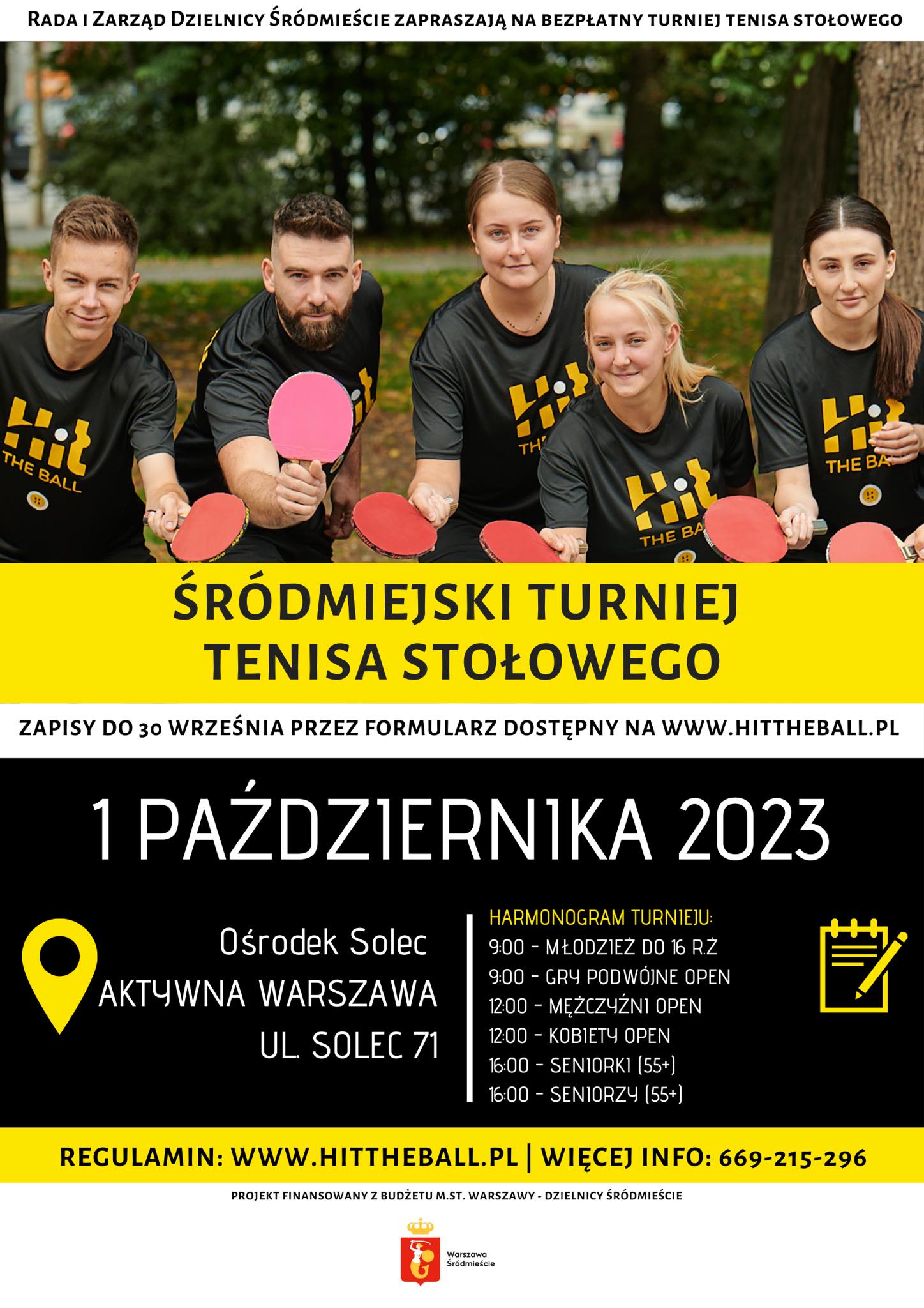 Plakat turnieju Śródmiejski Turniej Tenisa Stołowego 2023 - HitTheBall