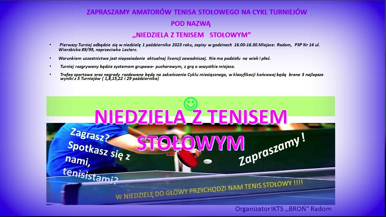 Plakat turnieju Amatorski Turniej Tenisa Stołowego Radom 2023 - termin 2