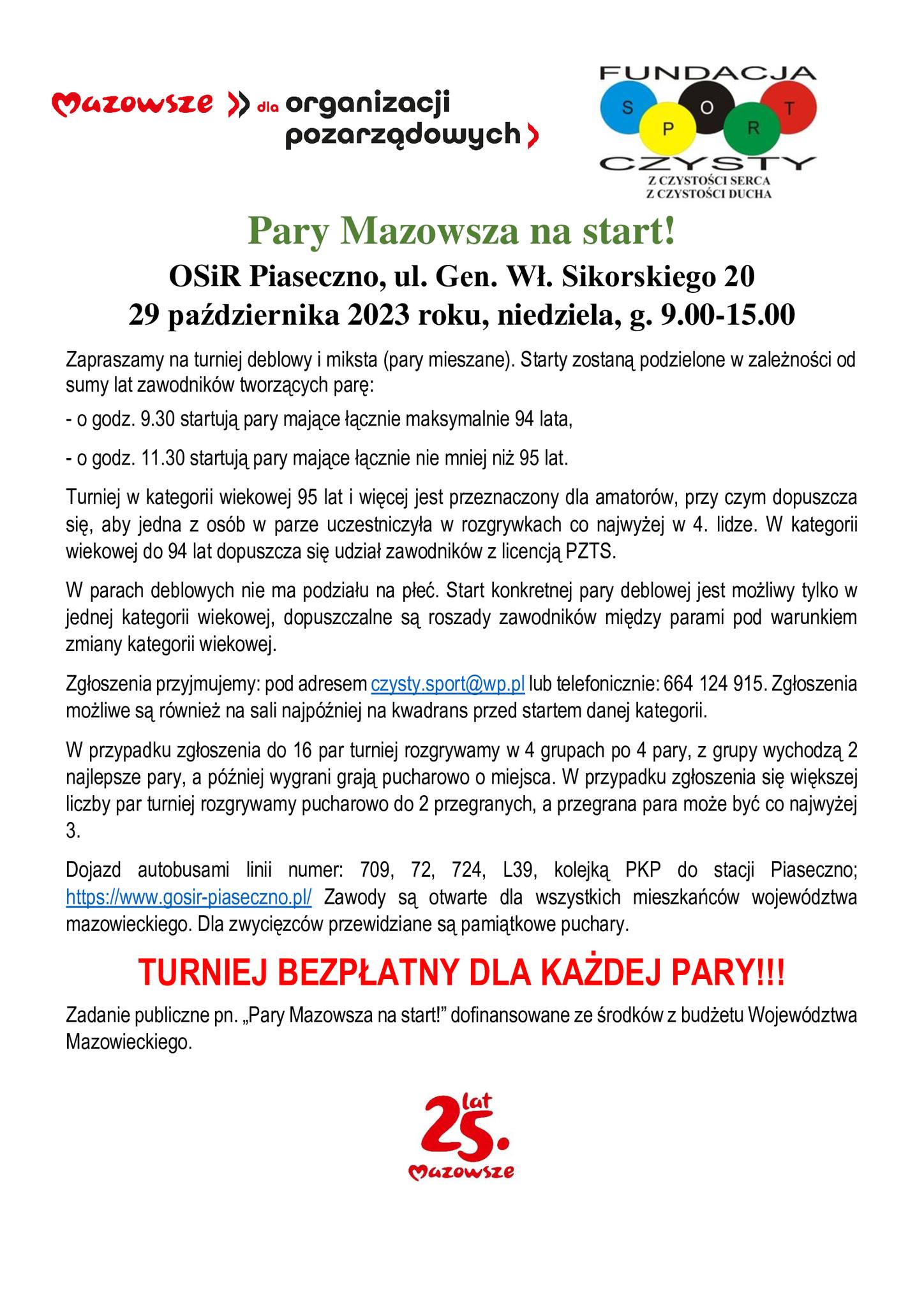Plakat turnieju Pary Mazowsza na start