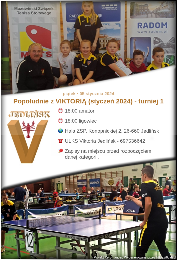 Plakat turnieju Popołudnie z  VIKTORIĄ (styczeń 2024) - turniej 1