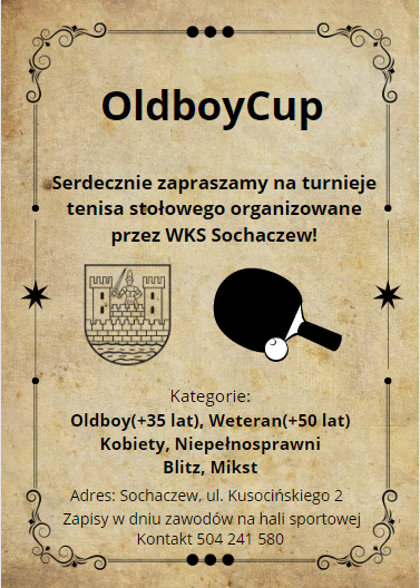 Plakat turnieju OldboyCup Sochaczew 7 stycznia 2024
