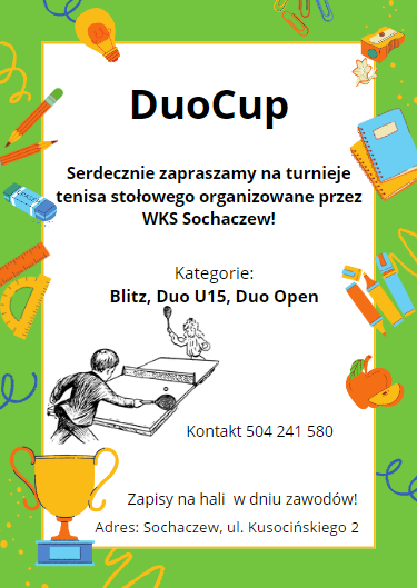 Plakat turnieju DuoCup Sochaczew 27 stycznia 2024