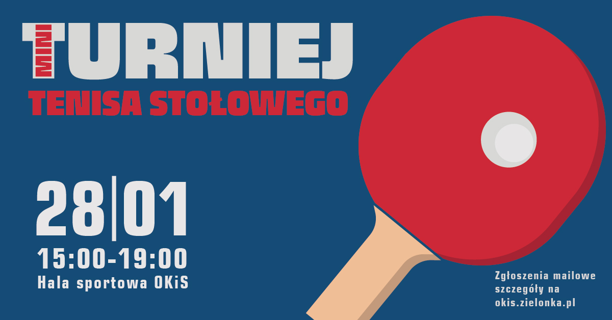 Plakat turnieju Amatorski Turniej Tenisa Stołowego w Zielonce