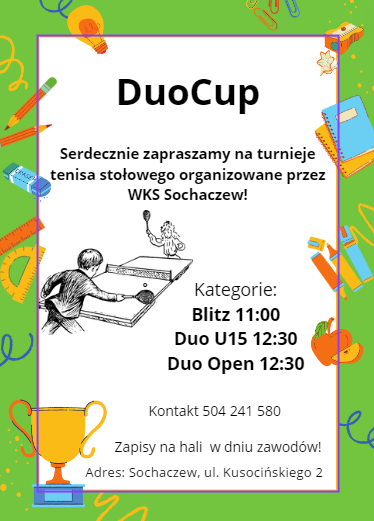 Plakat turnieju DuoCup Sochaczew 18 lutego 2024