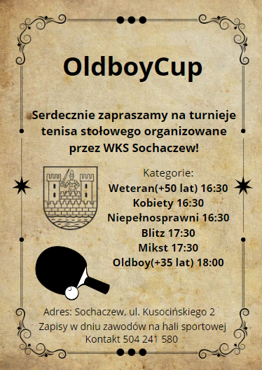 Plakat turnieju OldboyCup Sochaczew 25 lutego 2024