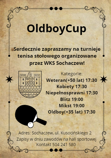 Plakat turnieju OldboyCup Sochaczew 17 marca 2024
