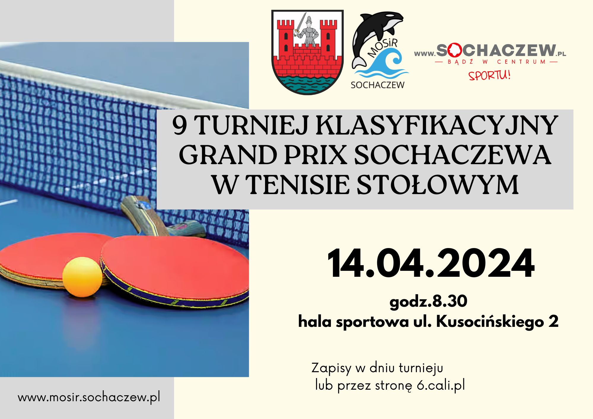 Plakat turnieju Grand Prix Sochaczewa w Tenisie Stołowym - IX turniej klasyfikacyjny