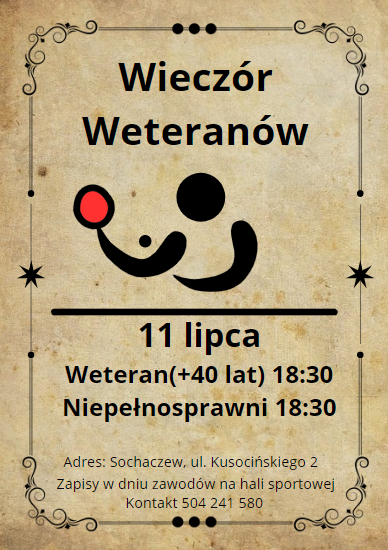 Plakat turnieju Wieczór Weteranów