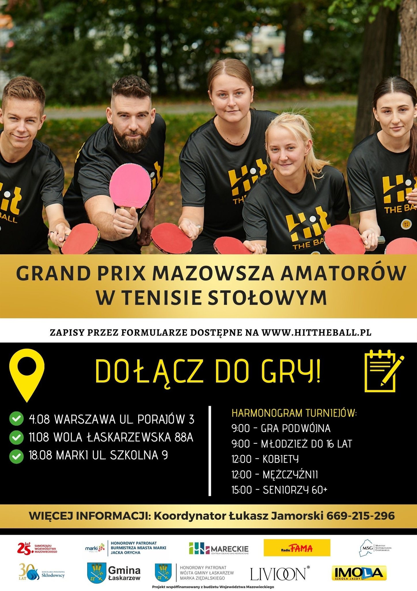 Plakat turnieju Grand Prix Mazowsza Amatorów w tenisie stołowym - 3 turniej (18 sierpnia 2024)