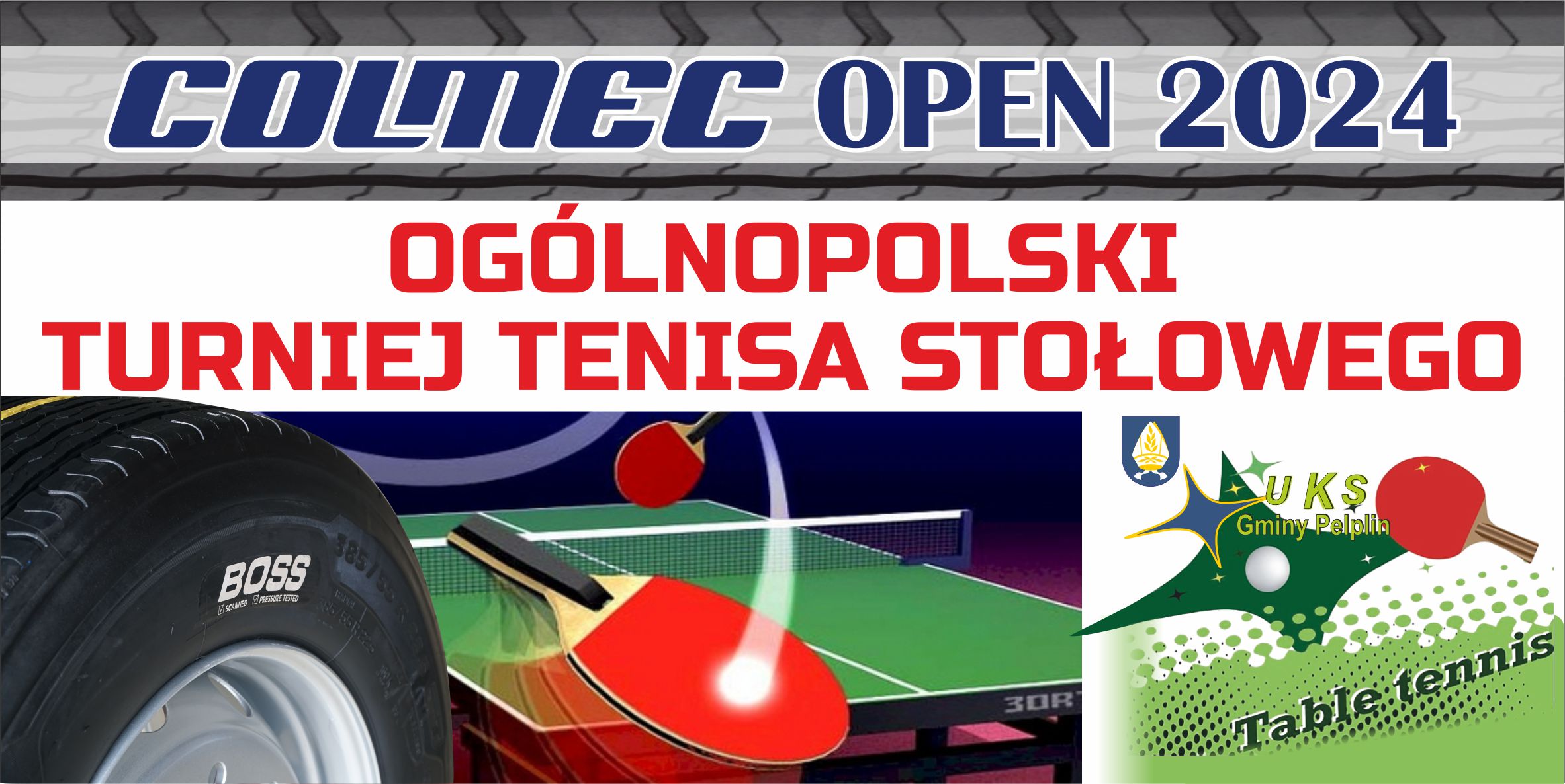 Plakat turnieju COLMEC OPEN 2024 - Ogólnopolski Turniej Tenisa Stołowego
