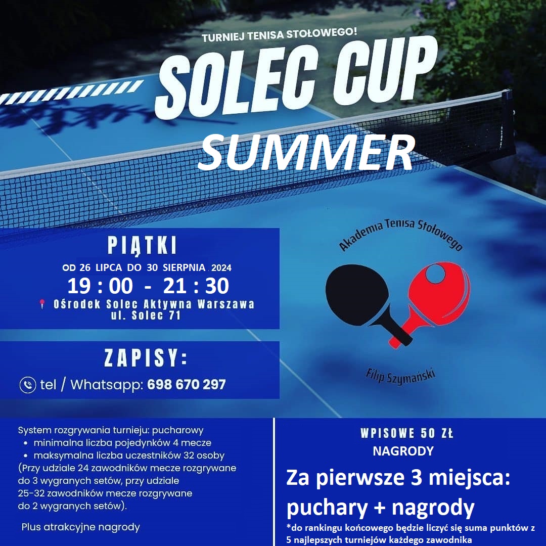 Plakat turnieju Turniej SOLEC SUMMER CUP 2024 - 6 termin - FINAŁ CYKLU