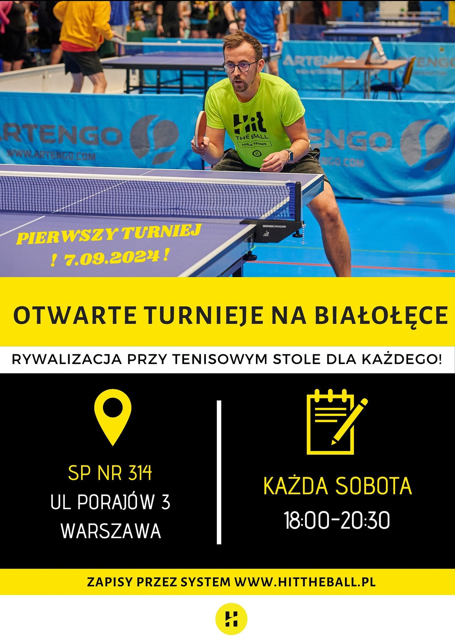 Plakat turnieju OTWARTY WARSZAWSKI TURNIEJ TENISA STOŁOWEGO 2024 - 1 turniej (jesień 2024)