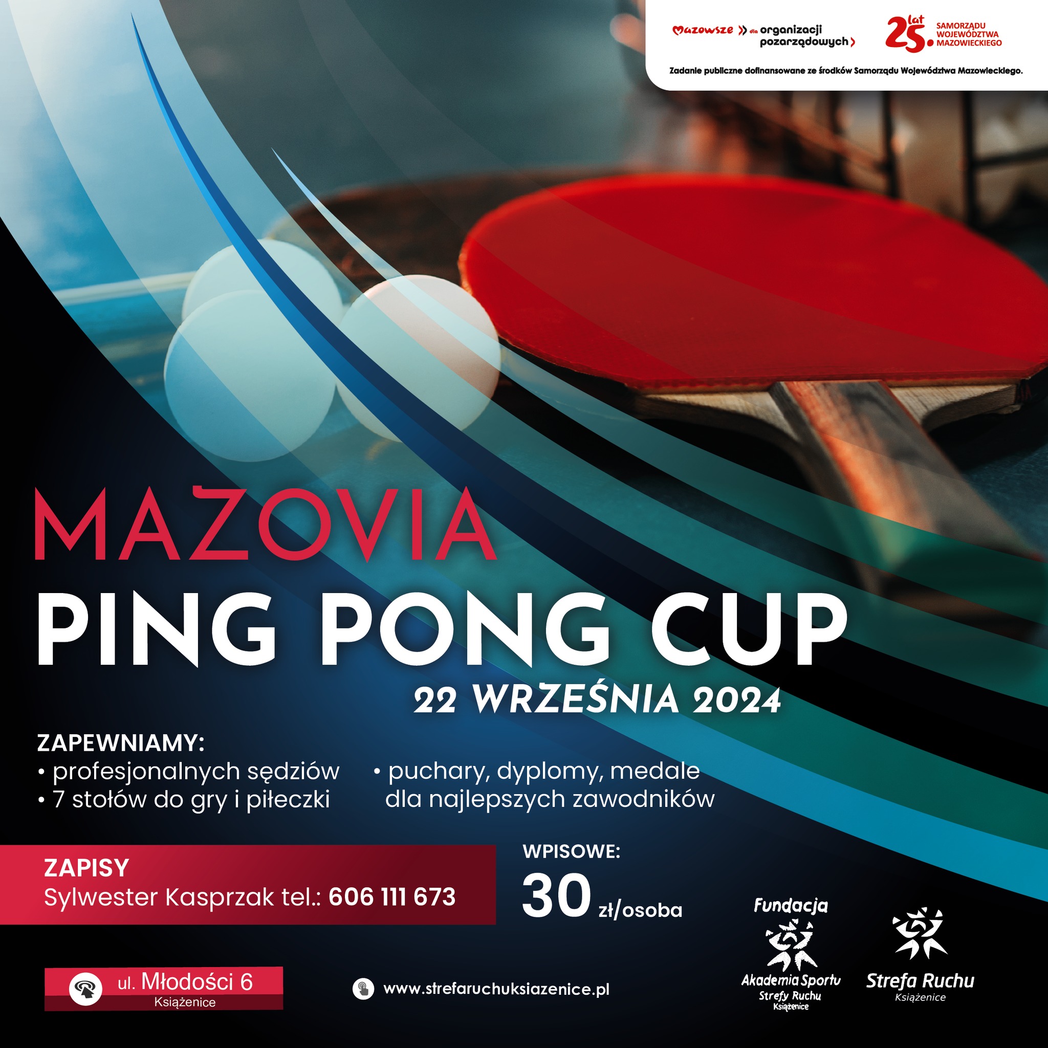 Plakat turnieju Mazovia Ping Pong Cup (22 września 2024)