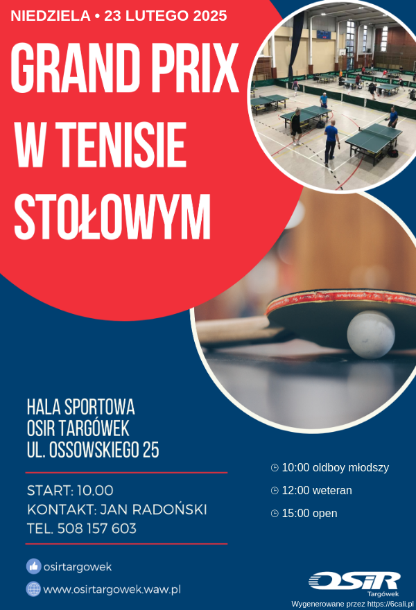 Plakat turnieju Grand Prix amatorów - Targówek Ossowskiego (Sezon  2024/2025) - termin 6