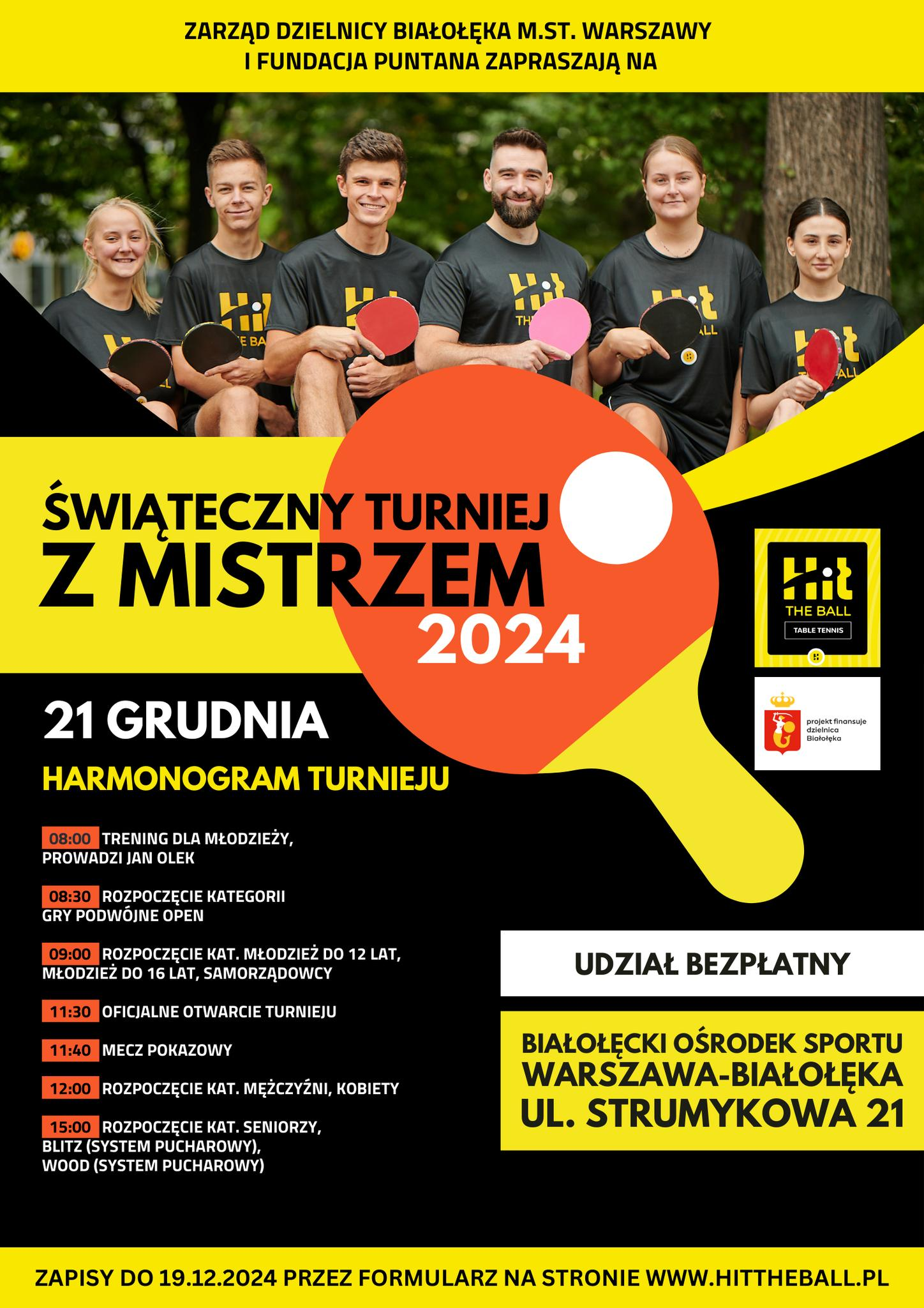 Plakat turnieju HitTheBall Świąteczny Turniej z Mistrzem 2024