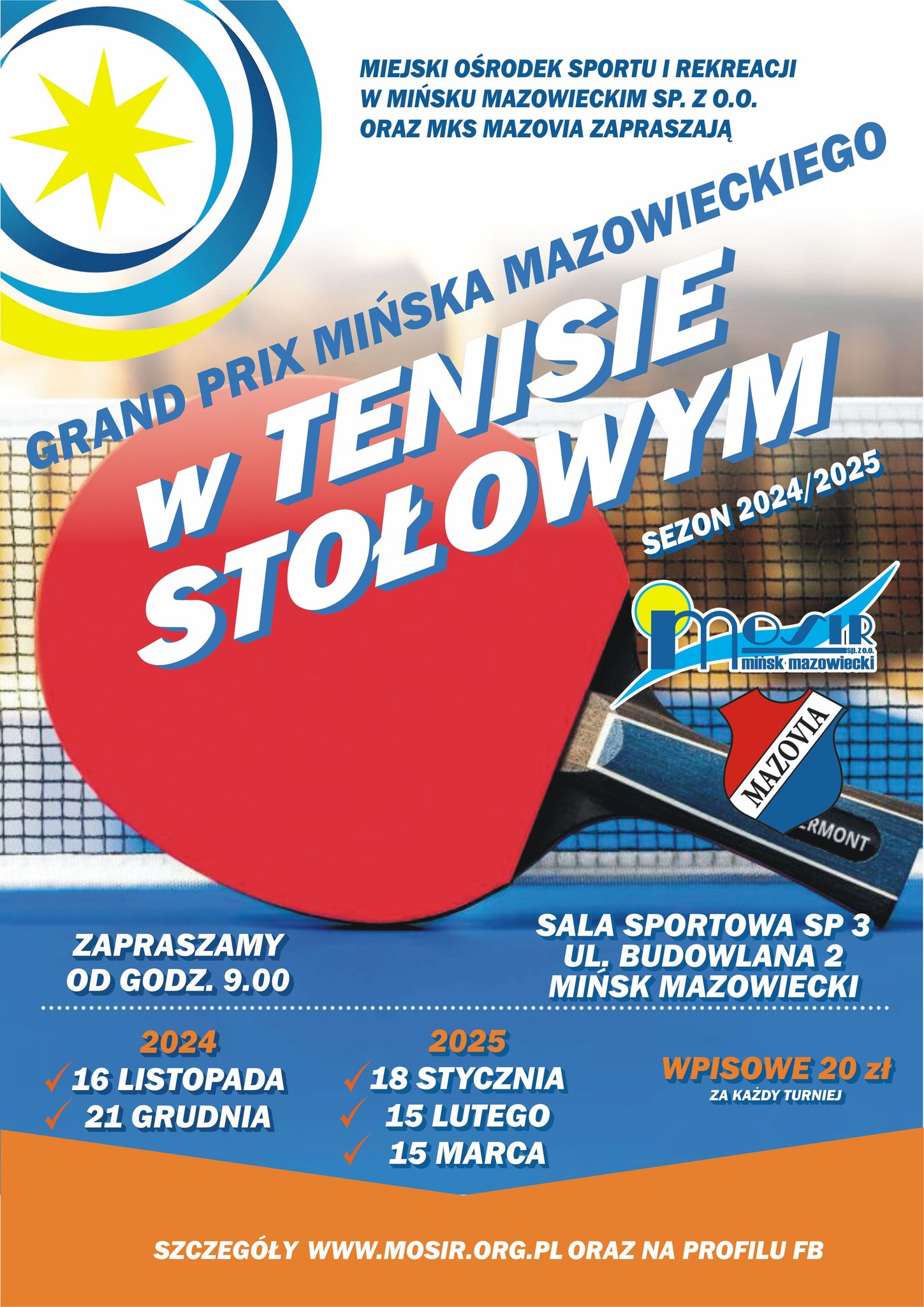 Plakat turnieju Mazowiecki Turniej Tenisowy Minsk Mazowiecki