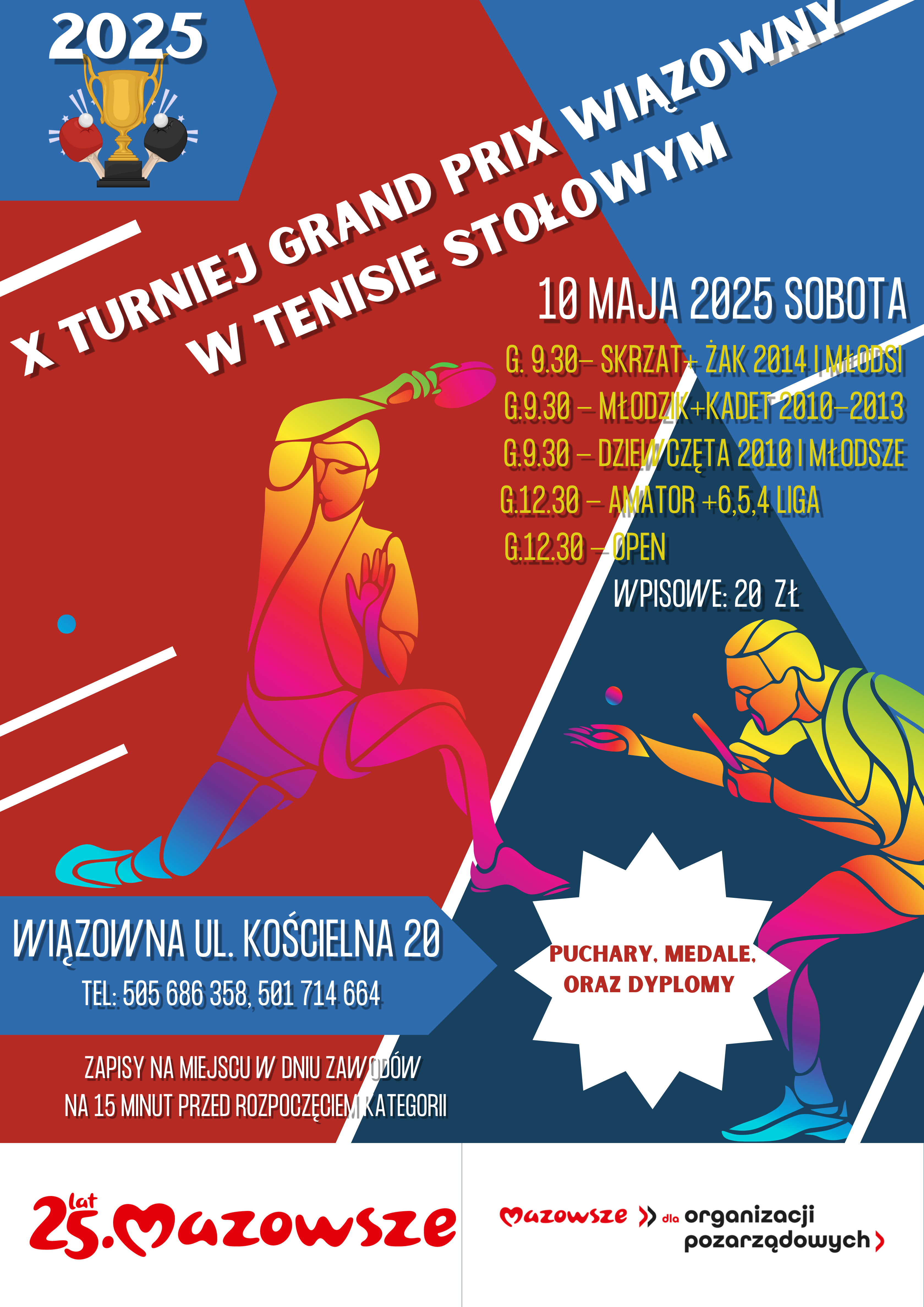 Plakat turnieju X Turniej Grand Prix Wiązowny w Tenisie Stołowym 2025