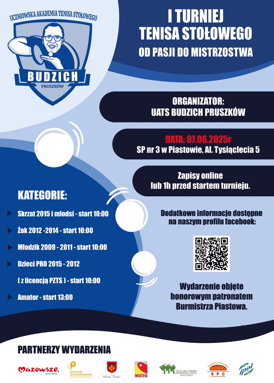 Plakat turnieju Od Pasji do Mistrzostwa – I Turniej Tenisa Stołowego w Piastowie (07 czerwca 2025)