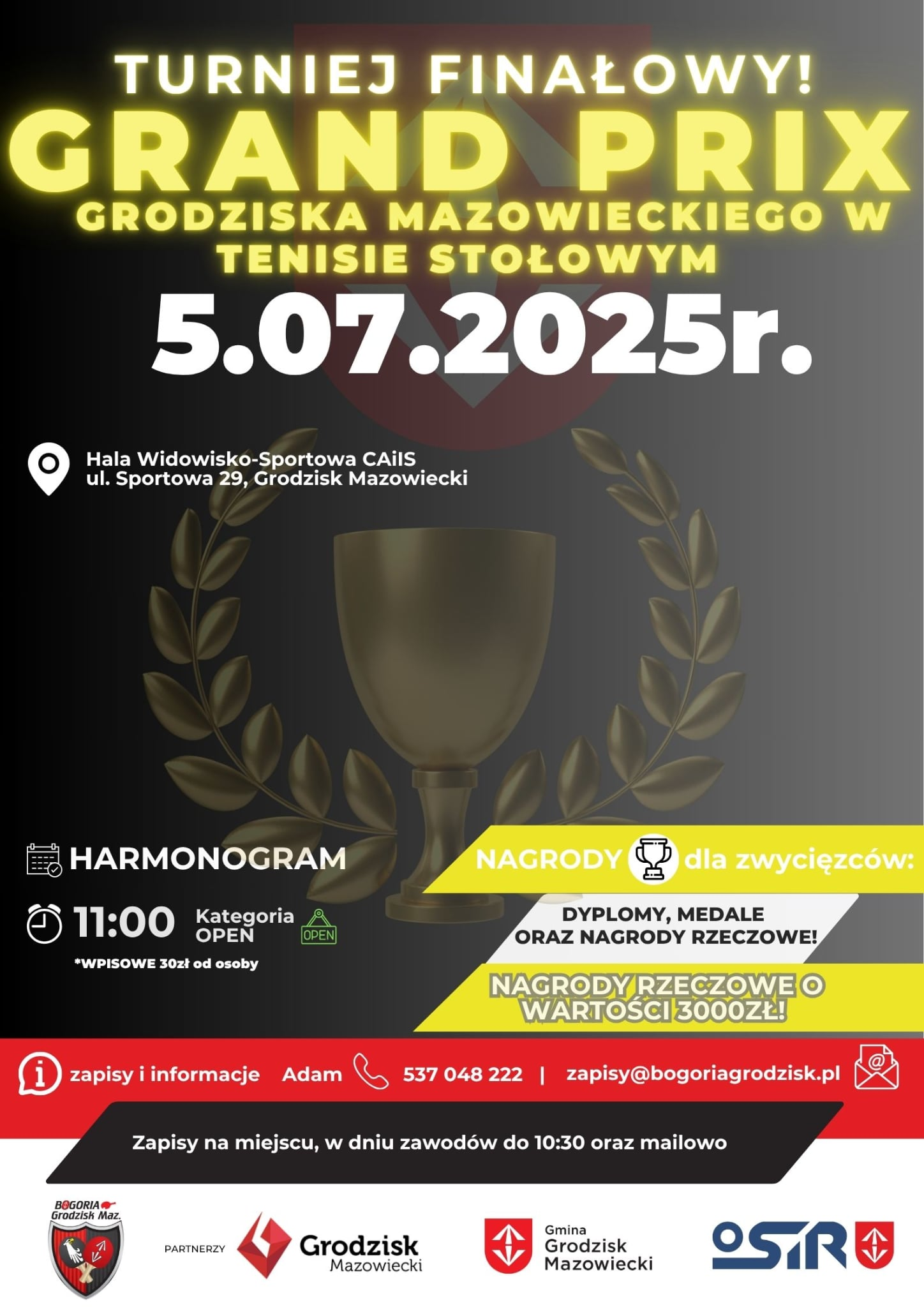 Plakat turnieju Turniej Finałowy Grand Prix Grodziska Mazowieckiego