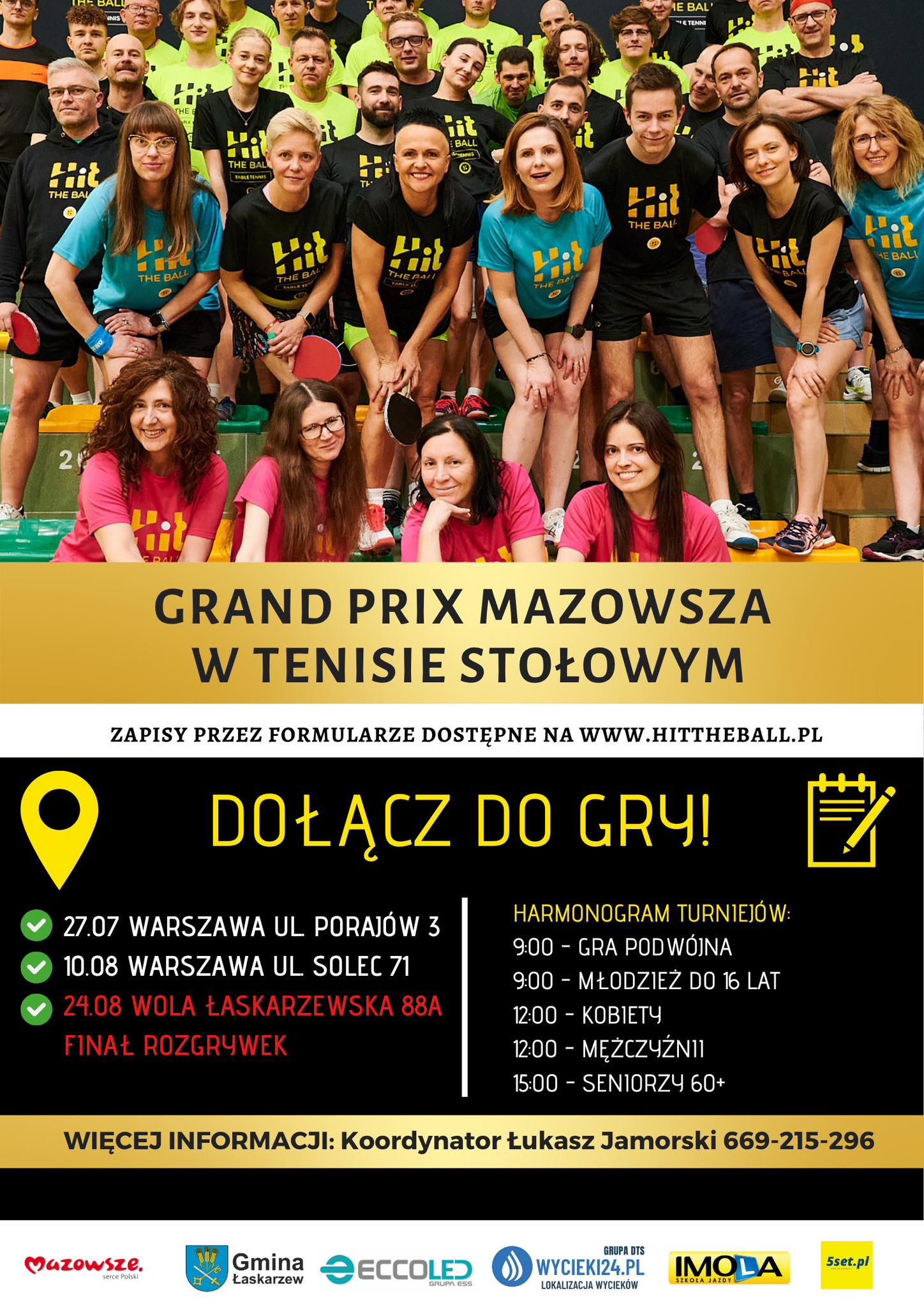 Plakat turnieju GRAND PRIX MAZOWSZA W TENISIE STOŁOWYM (10 sierpnia 2025 )