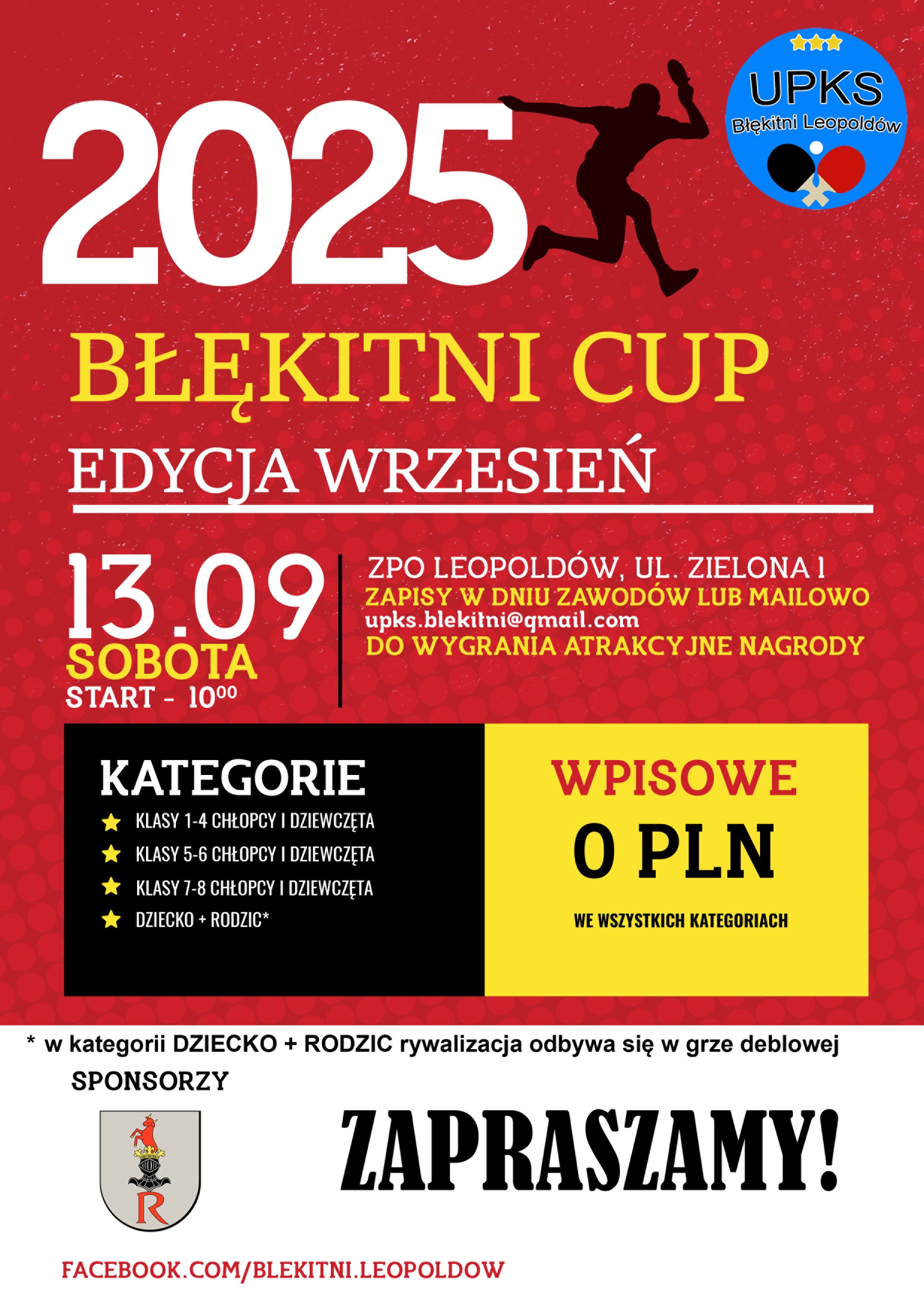 Plakat turnieju BŁĘKITNI CUP edycja wrzesień 2025