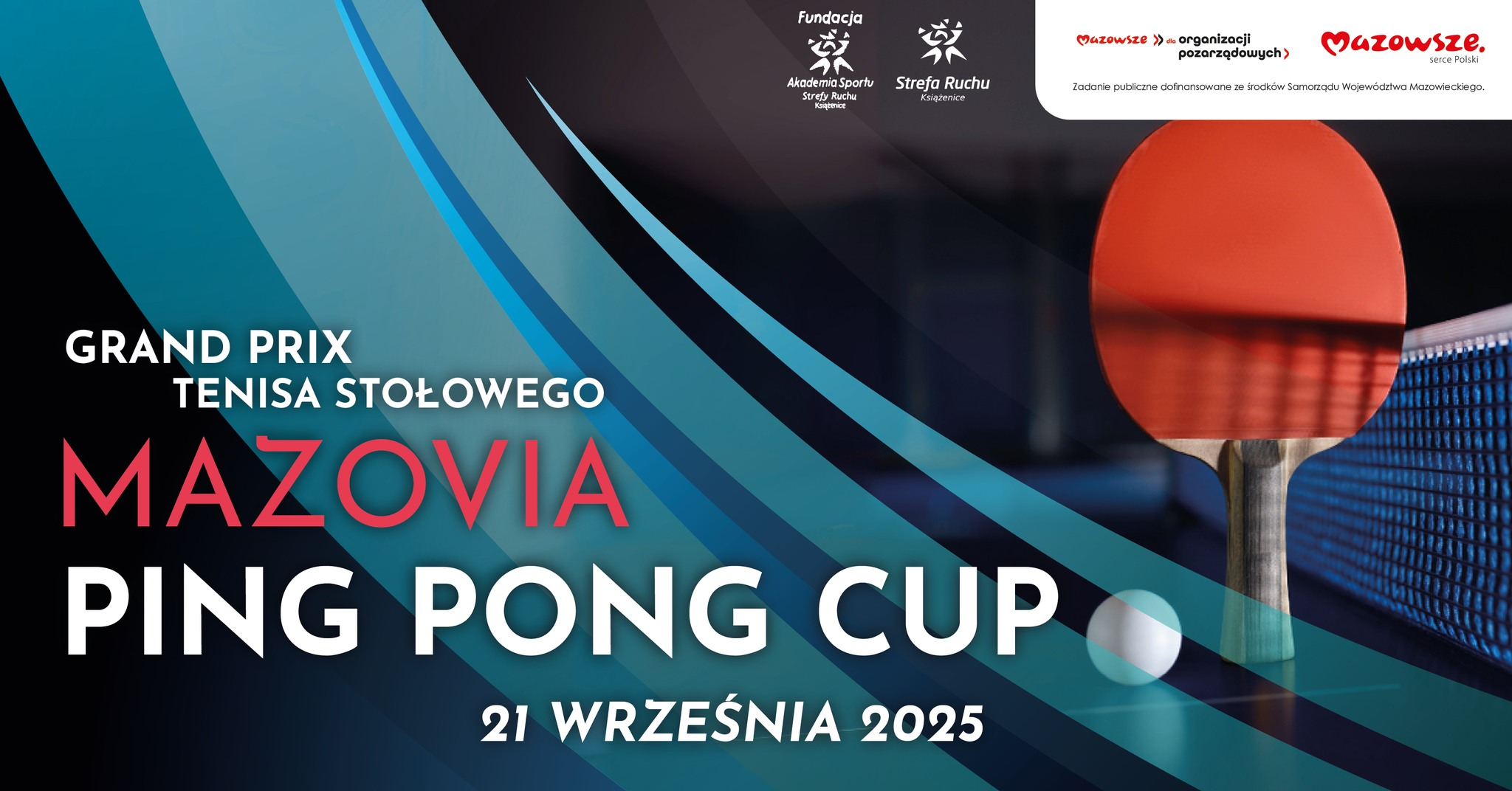Plakat turnieju Grand Prix Tenisa Stołowego - Mazovia Ping Pong Cup (21 września 2025)