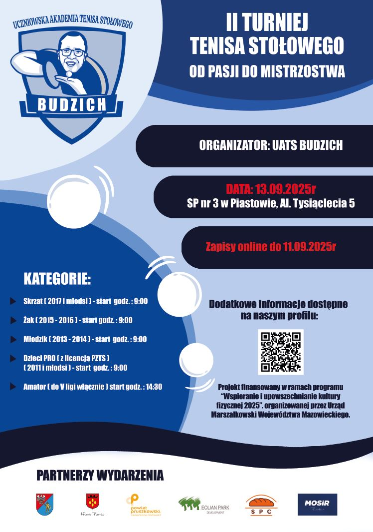 Plakat turnieju II Turniej Tenisa Stołowego Od Pasji Do Mistrzostwa (13 września 2025)