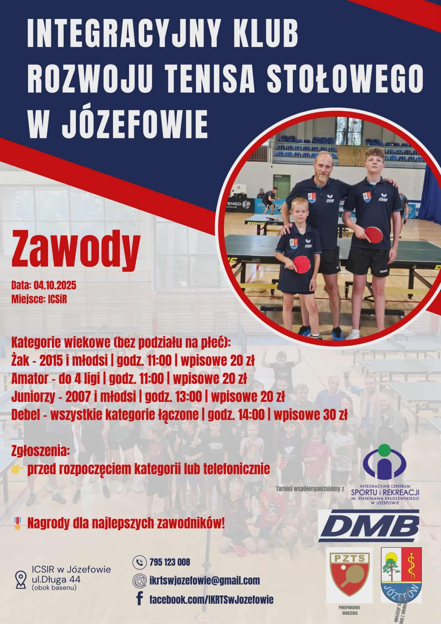Plakat turnieju Integracyjny klub rozwoju tenisa stołowego w Józefowie