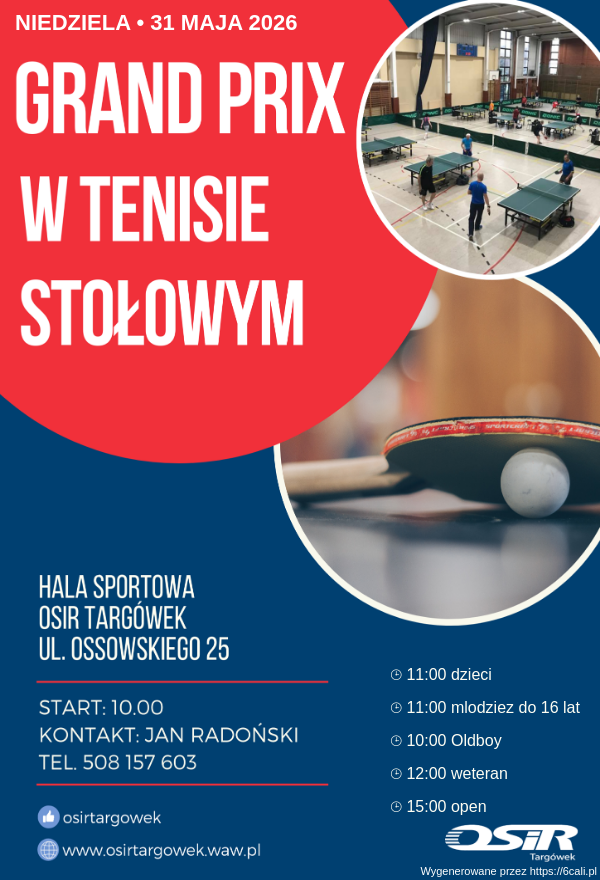 Plakat turnieju Grand Prix amatorów - Targówek Ossowskiego (Sezon 2025/2026) - termin 9