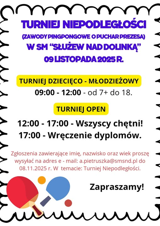 Plakat turnieju Turniej Niepodległości (09 listopada 2025)