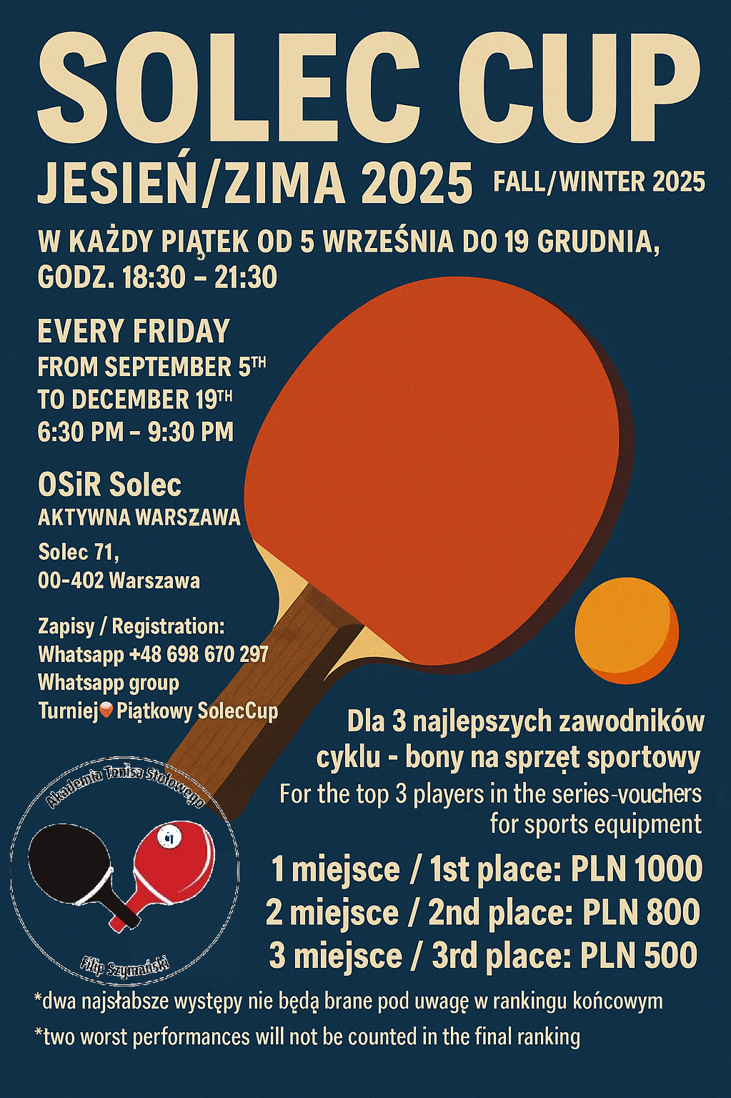 Plakat turnieju Solec Cup JESIEŃ/ZIMA 2025 - turniej 13