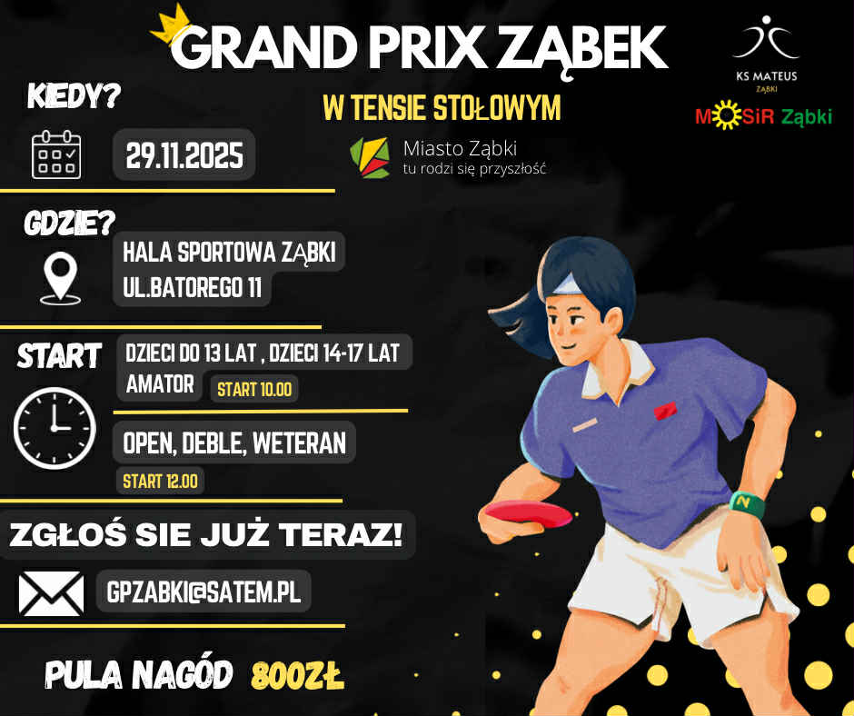 Plakat turnieju Grand Prix Ząbki 2025/2026 pierwszy turniej