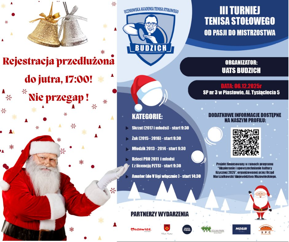 Plakat turnieju III Turniej Tenisa Stołowego Od Pasji Do Mistrzostwa Budzich (06 grudnia 2025)