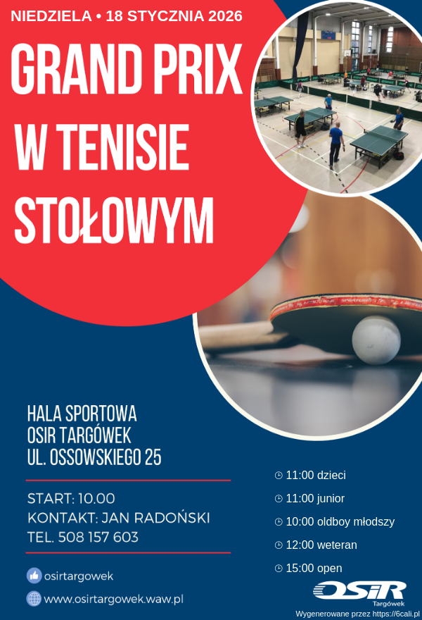 Plakat turnieju Grand Prix amatorów - Targówek Ossowskiego (Sezon 2025/2026) - termin 5