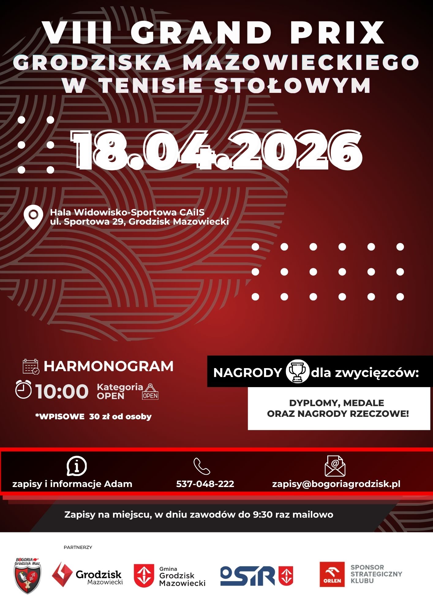 Plakat turnieju Grand Prix Grodziska Mazowieckiego